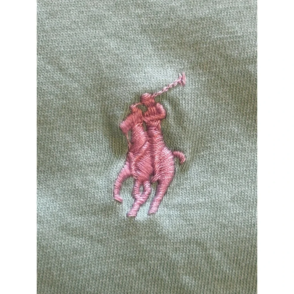 Polo Ralph Lauren Mens Large V-Neck T-Shirt Mint Green Pink Pony Custom Fit Tee